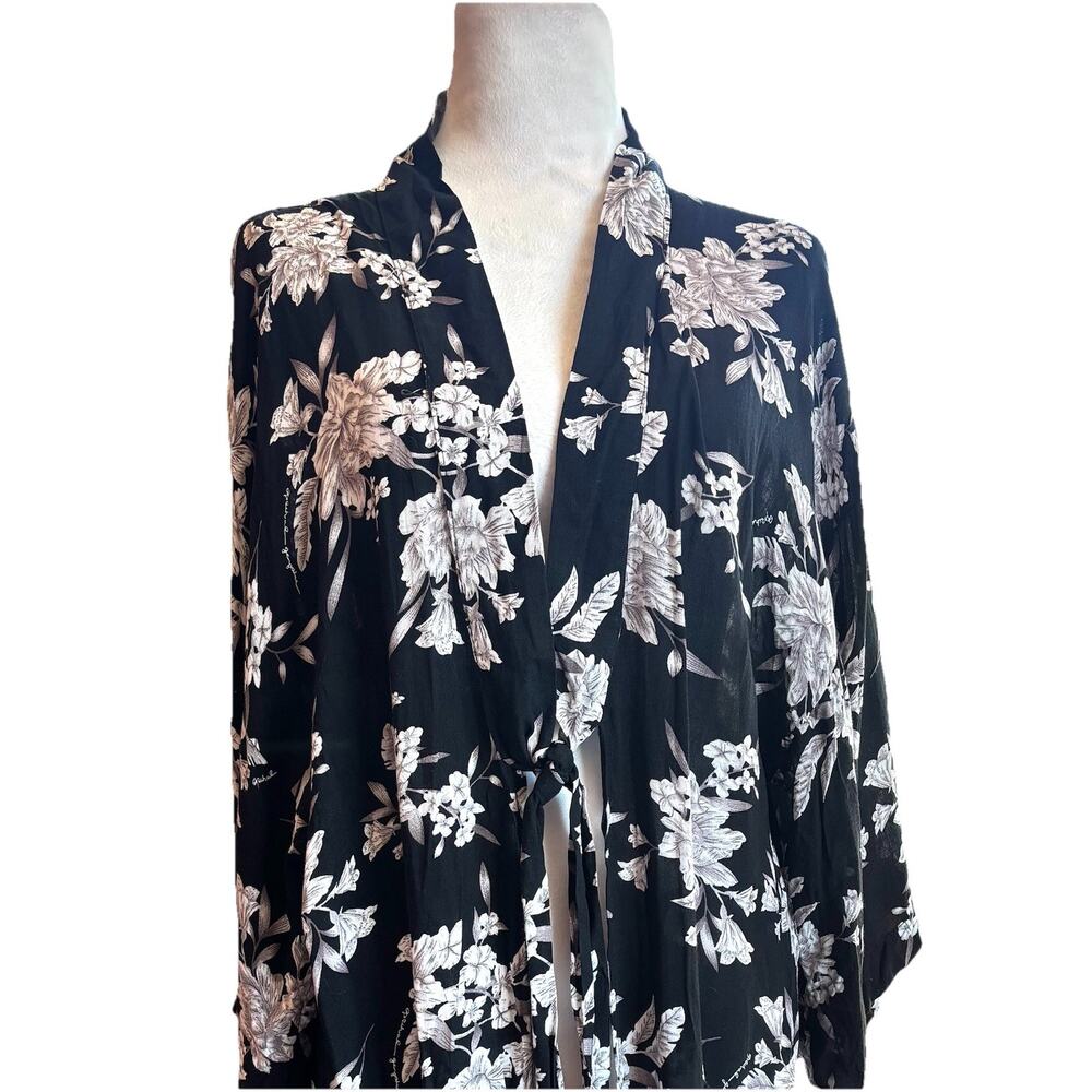 Spiritual Gangster Maya Floral Kimono OS Floral Rayon Beach Cover Up Resort